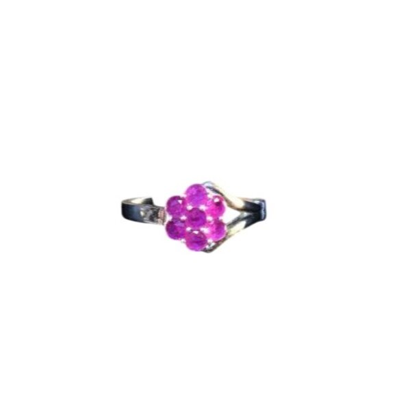 Sterling Silver Pink Topaz Floral Cluster Ring Size 7 1/2 (R53) - Picture 9 of 9